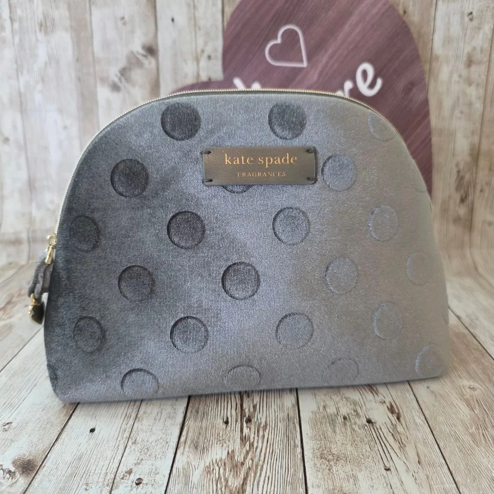 Kate Spade Gray Polka Dot Makeup Bag/Cosmetic Pouch